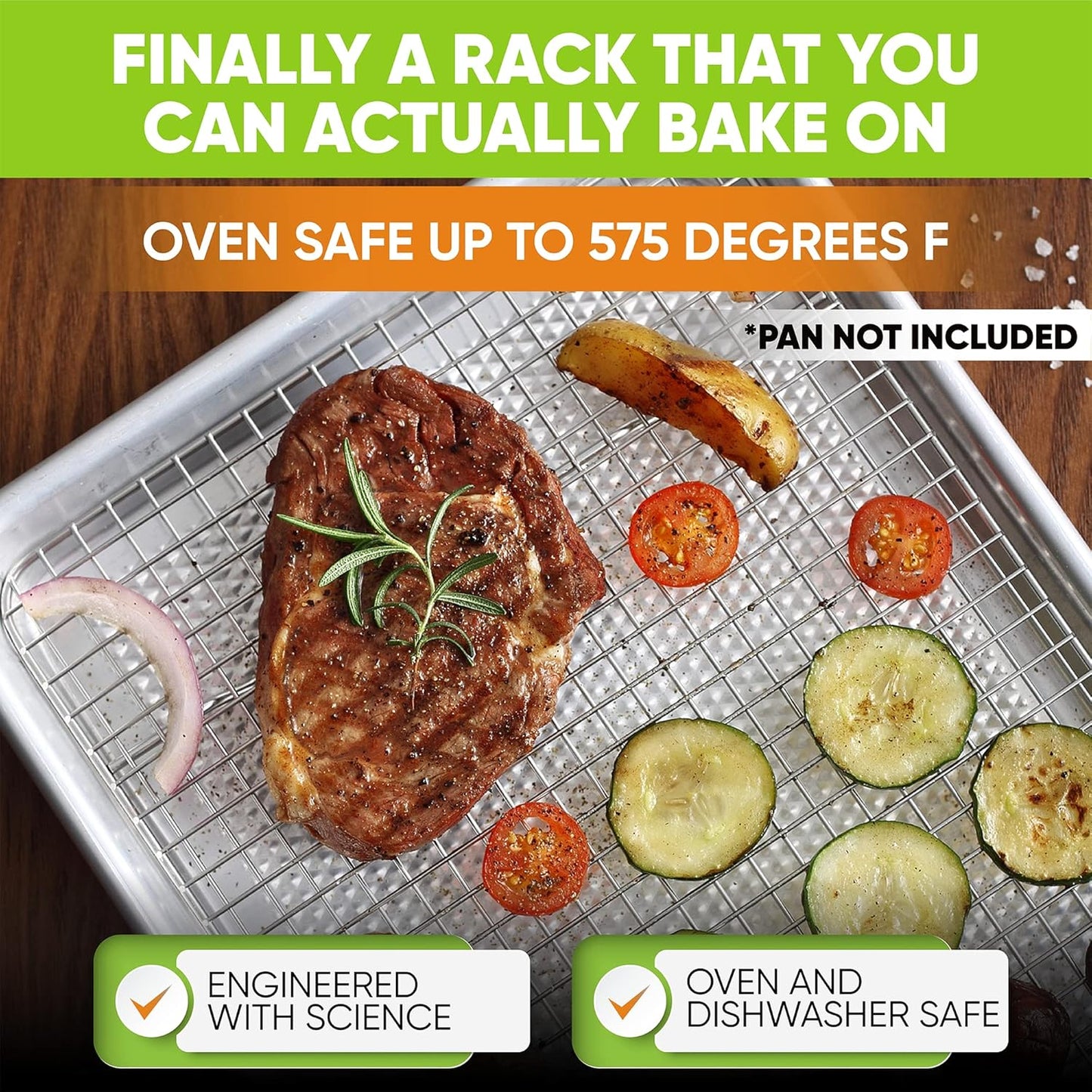 Spring Chef 10 x 15 Inch Stainless Steel Cooling Rack for Cooking & Baking - Heavy Duty Cookie Cooling Rack for Kitchen - Oven Safe - Fits Jelly Roll Pan - Dishwasher Safe