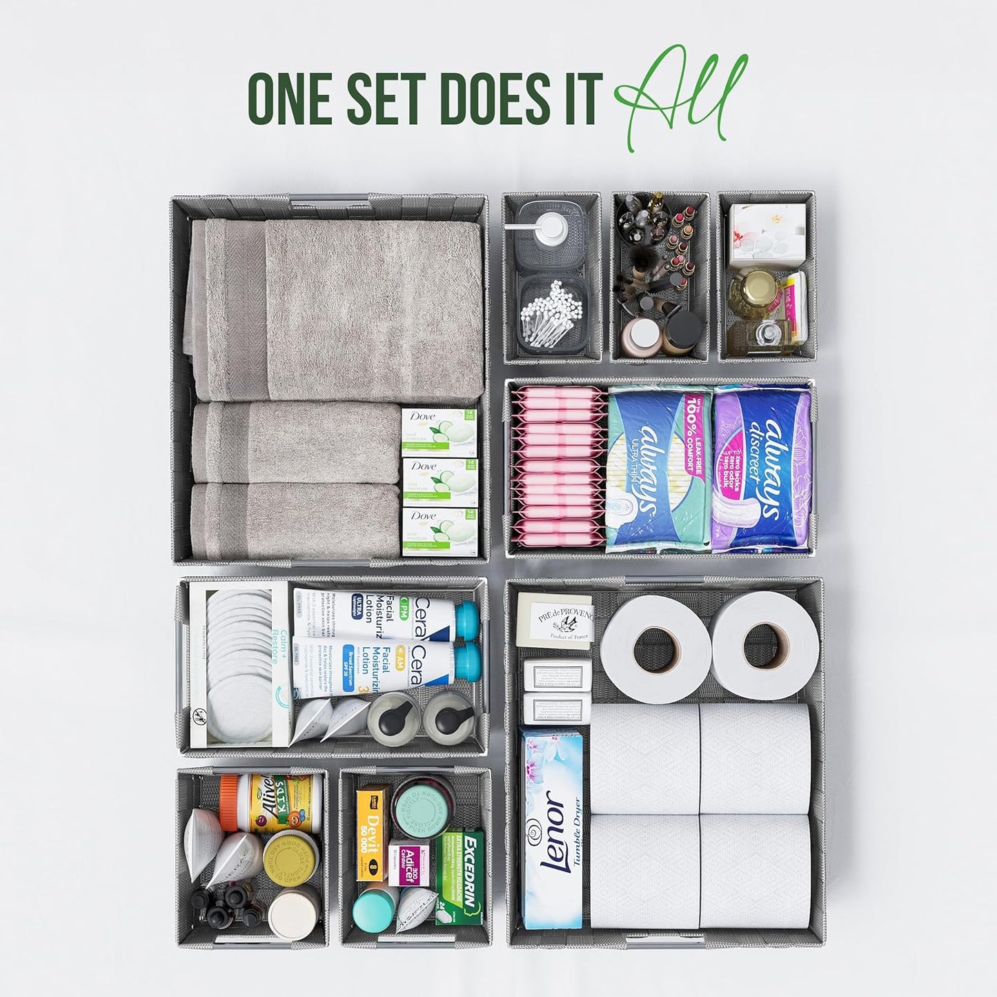 Baskets For Organizing Set Of 9 Grey - Storage Baskets For Shelves - Perfect Closet Organizer Bins, Bathroom Basket, and Pantry Basket - Small Storage Bins For Shelves - Bin For Organization