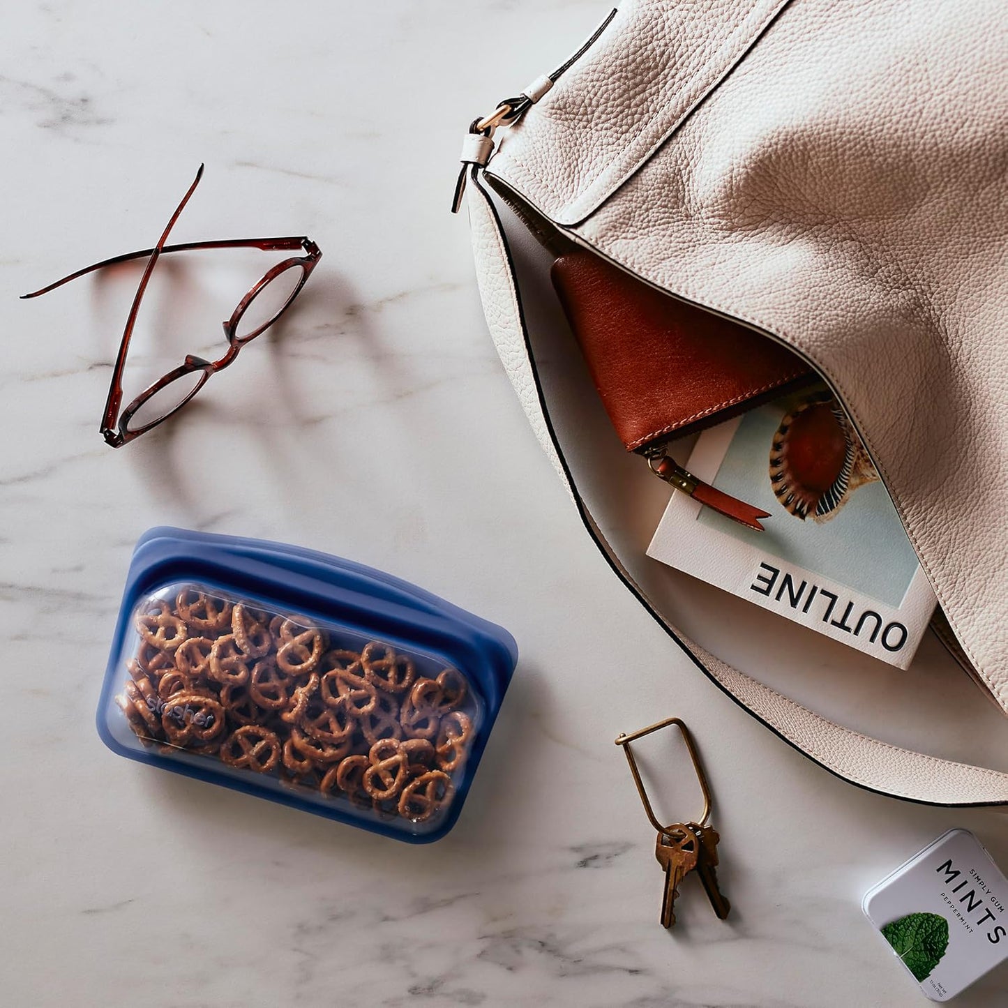 Stasher Premium Silicone Reusable Food Storage Snack Bag, Deep Ocean, Microwave, Sous Vide, Dishwasher, Oven and Freezer Safe, BPA Free, Leak-free, Eco-friendly, 12 Oz