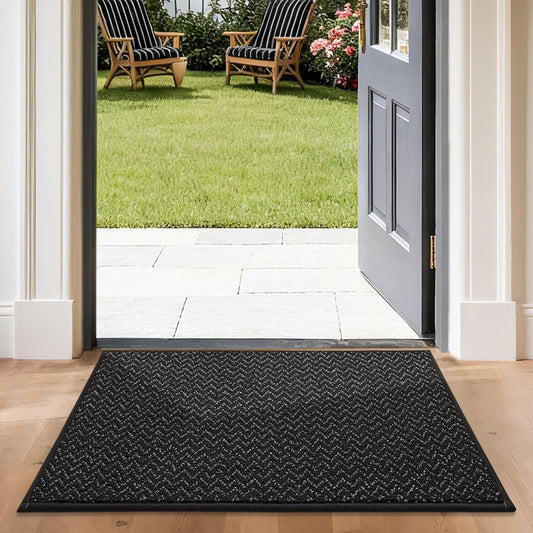 COSY HOMEER-Door-Mat 24"x36" Non Slip Absorbent Entryway Rugs Dirt Trapper Doormats Washable Entrance Mats Low Pile Welcome Floor Mat for Front Back Door and Entry Mats,Black