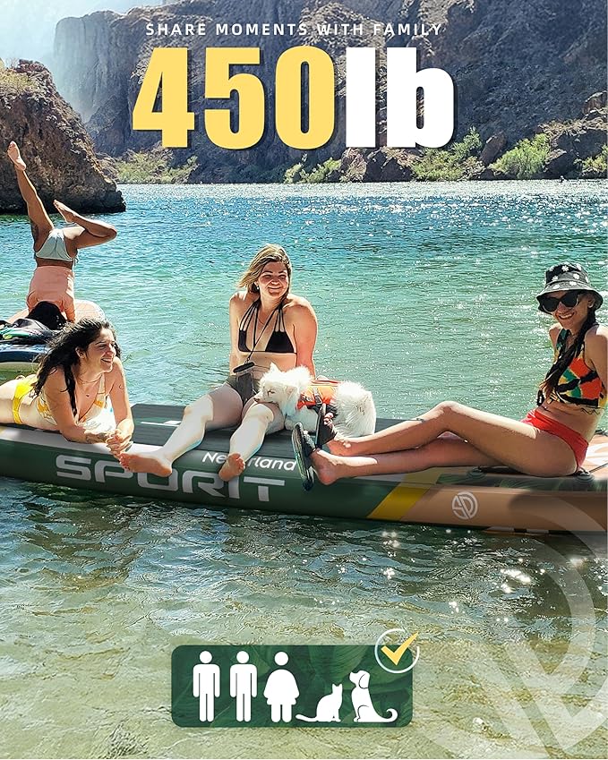 11'6×35" Super Wide Inflatable Stand Up Paddle Board, Ultra Stable SUP Board for Adults, 450lb Capacity with Shoulder Strap, 100L Backpack, Removable US Fin, Floating Paddle, Safety Leash