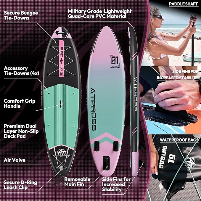 11'6"x35" Inflatable Paddle Board, 450lbs Extra Wide Stand Up Paddleboard for Adults with Premium SUP Accessories Kit & Backpack, Blow Up Kayak Non-Slip Stable Deck Boat for Yoga Fishing Surf