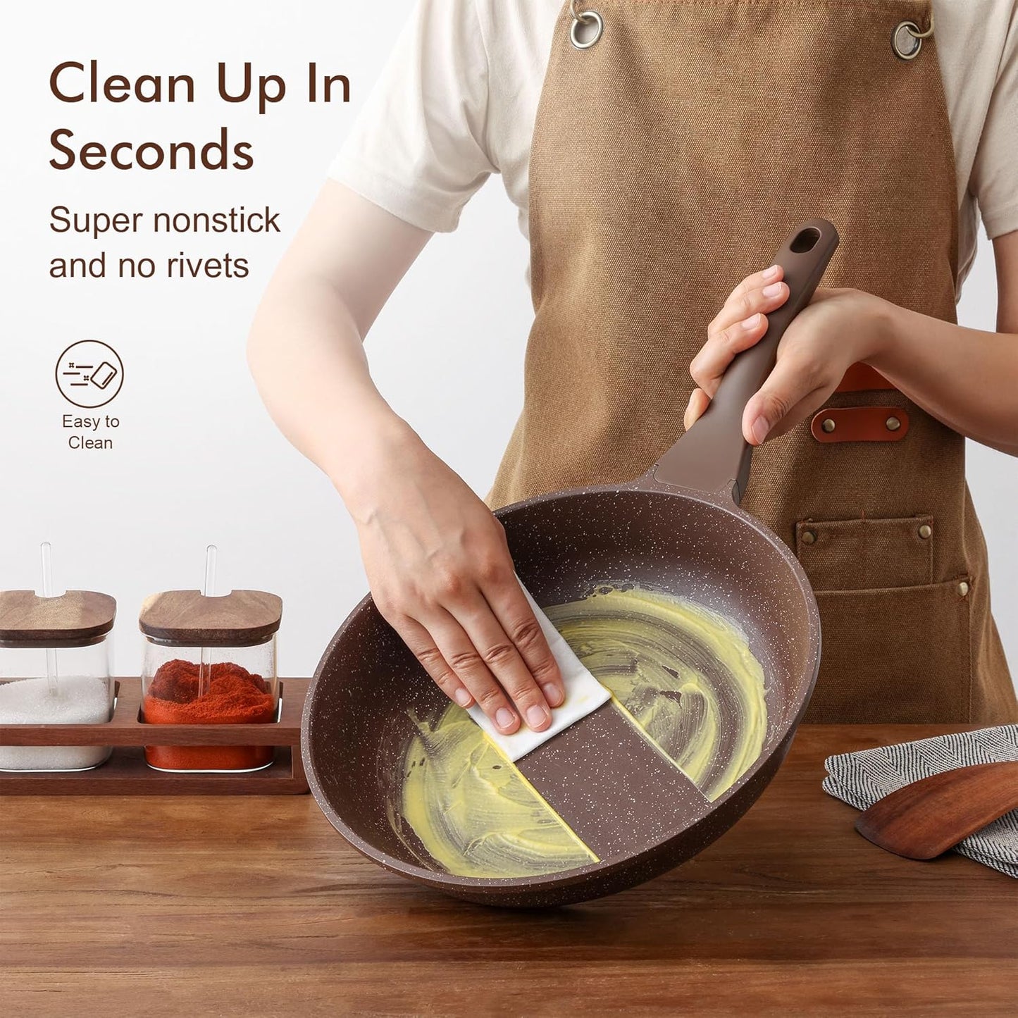 SENSARTE Nonstick Cookware Set 13-Piece, Healthy Pots and Pans Set Kitchen Cooking Set with Stay-Cool Handles, Silicone Utensils and Pot Protectors, PFOA Free