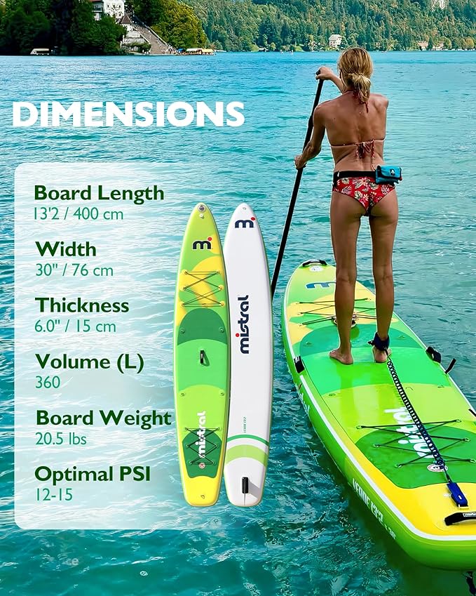 Mistral Stand Up Inflatable Paddle Board Racing & Touring Board 13'2"/ 14' Race Board, Backpack with Wheels, Durable ISUP for Youth & Adult, w/Premium SUP Accessories