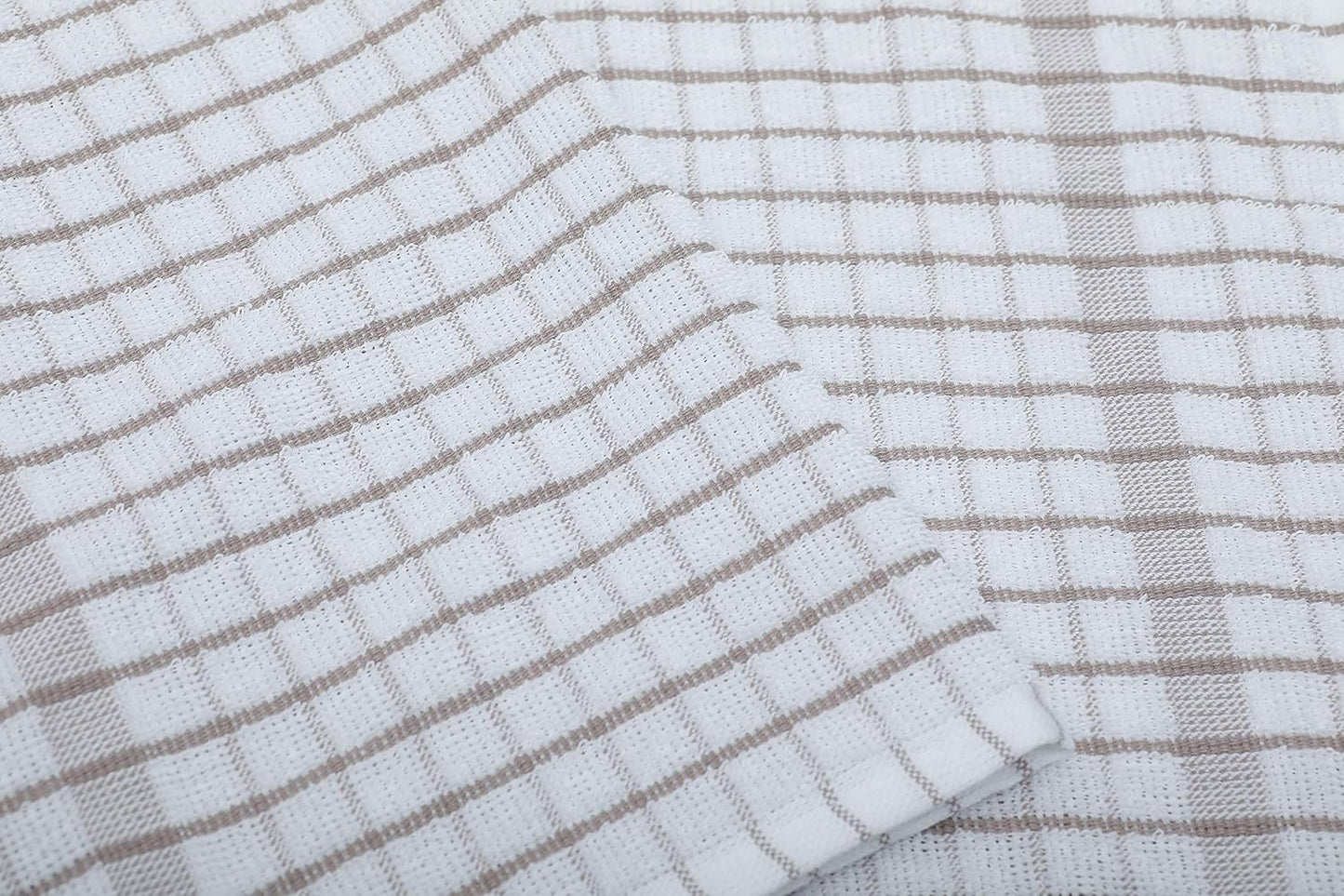 AMOUR INFINI Kitchen Towels Set of 4 - Highly Absorbent, Super Soft Terry Cotton 20x28 Inch Dish Towels with Hanging Loop - Hand & Tea Towels for Cleaning & Drying Dishes (Beige)