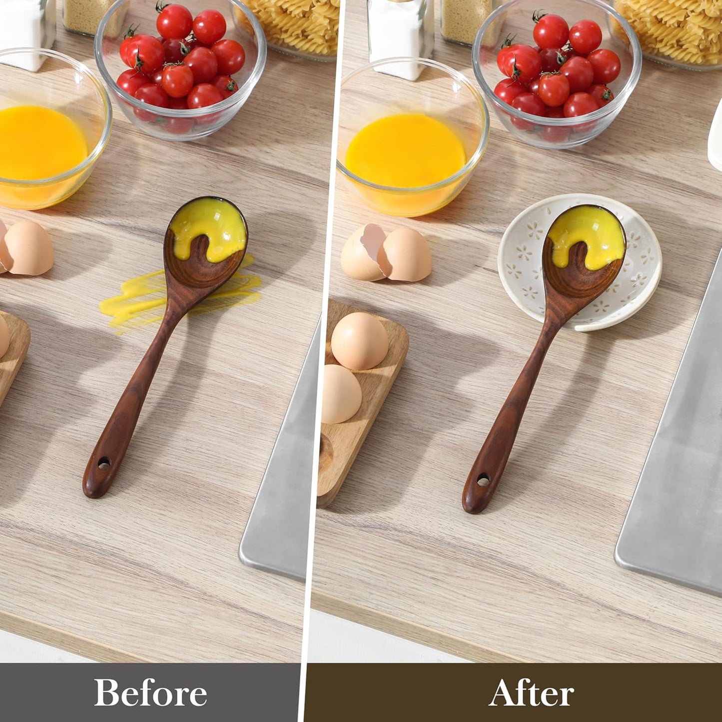 MALACASA 4 Pack Ceramic Spoon Rests for Stove Top, 4.8 inch Cooking Spoon Holder for kitchen counter, Heat-Resistant Utensil Rest, Ladle Holder Dishwasher Safe - 05, Series LYDIA