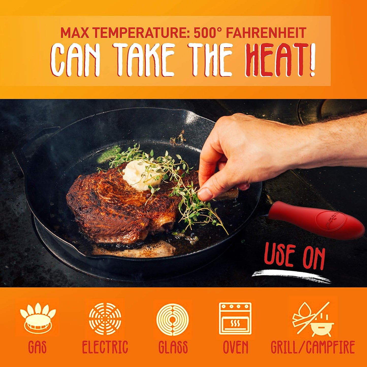 NutriChef 3pc Cast Iron Skillet Set - Nonstick Pans with Drip Spout, Silicone Handles, For All Cooktops