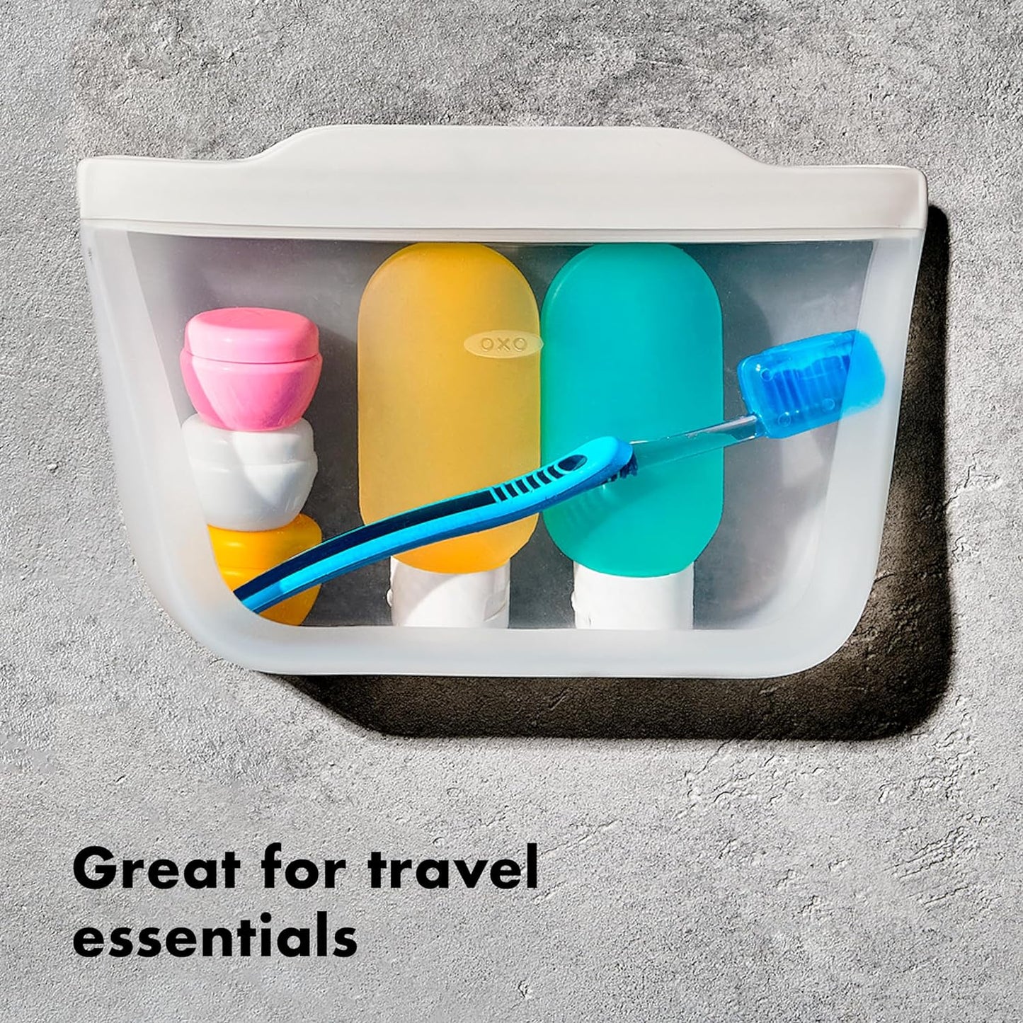 OXO Good Grips Silicone Reusable Bag – Stand-Up Snack (12 oz) – Lagoon