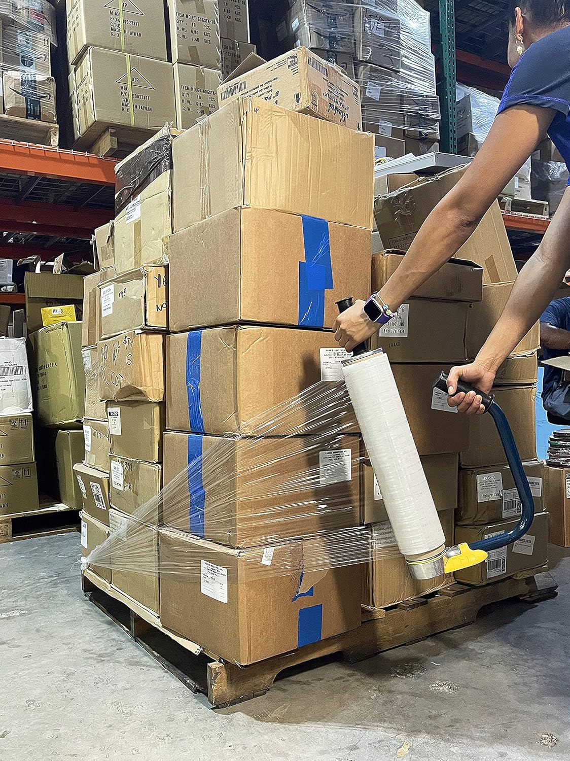 WOD SF-755 Durable Plastic Hand-Saver Lightweight Compact Stretch Film Wrap Holder & Dispenser Designed - Ideal for Shrink Film Wrapping Applications: Fits Any 3" in. Core (1-Pair)